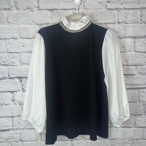 Cable & Gage  Bridgerton Pearl  & Rhinestone Embellished Sweater Size XL READ